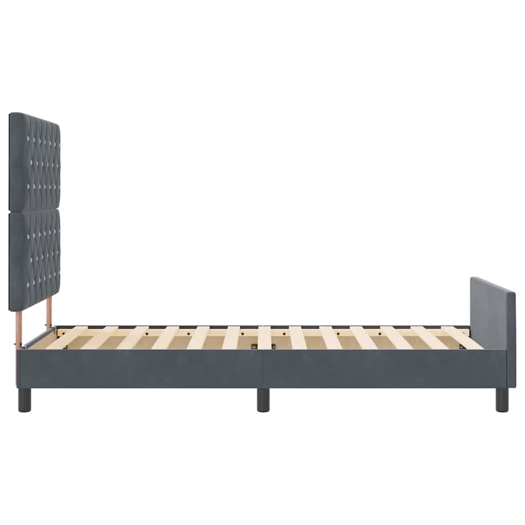 Letto a molle con testiera Grigio scuro 100 x 200 cm Velluto