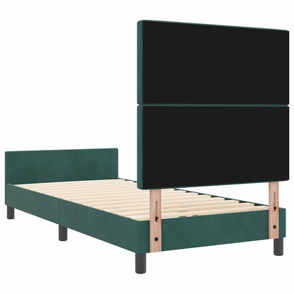 Letto a molle con testiera Verde Scuro 100 x 200 cm Velluto