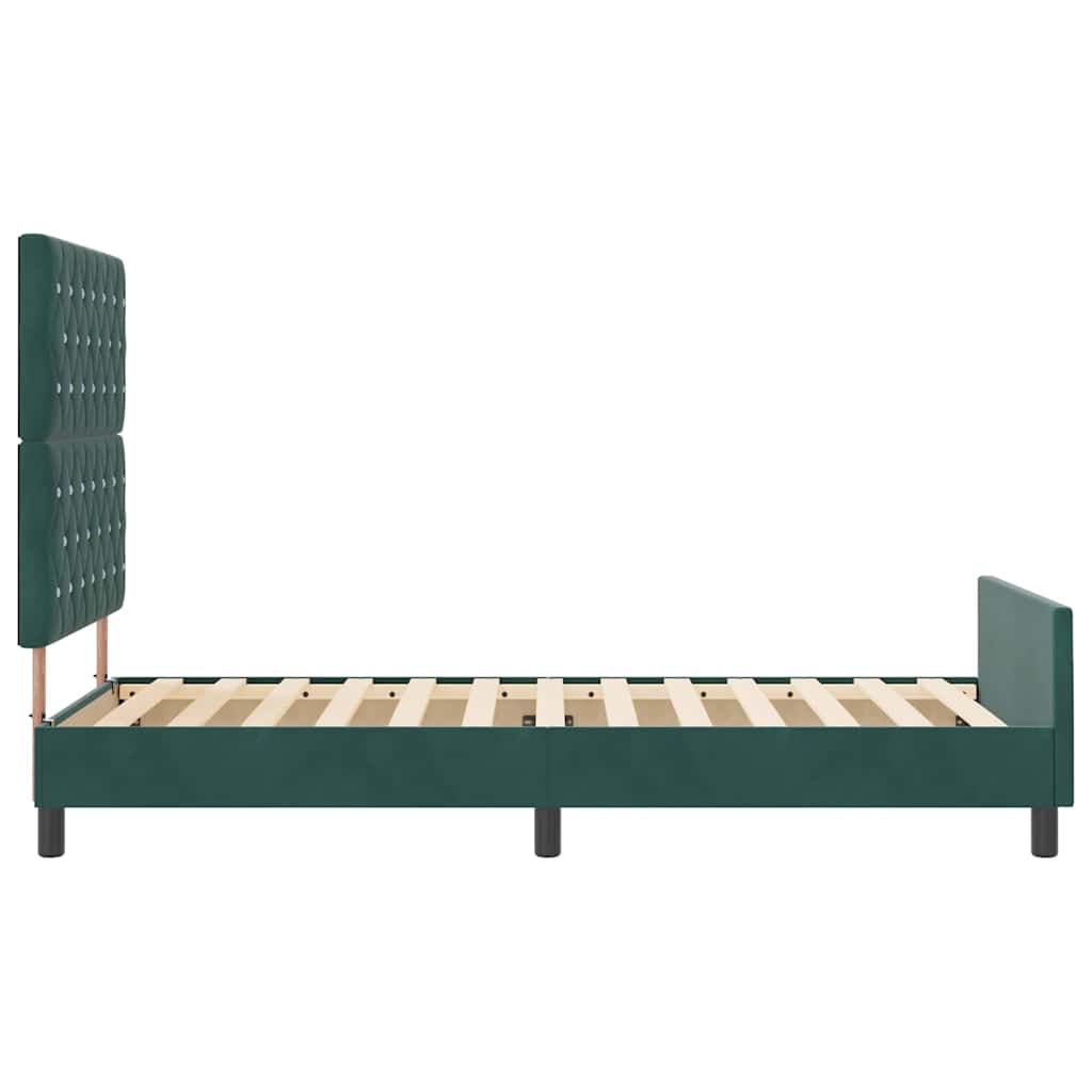 Letto a molle con testiera Verde Scuro 100 x 200 cm Velluto