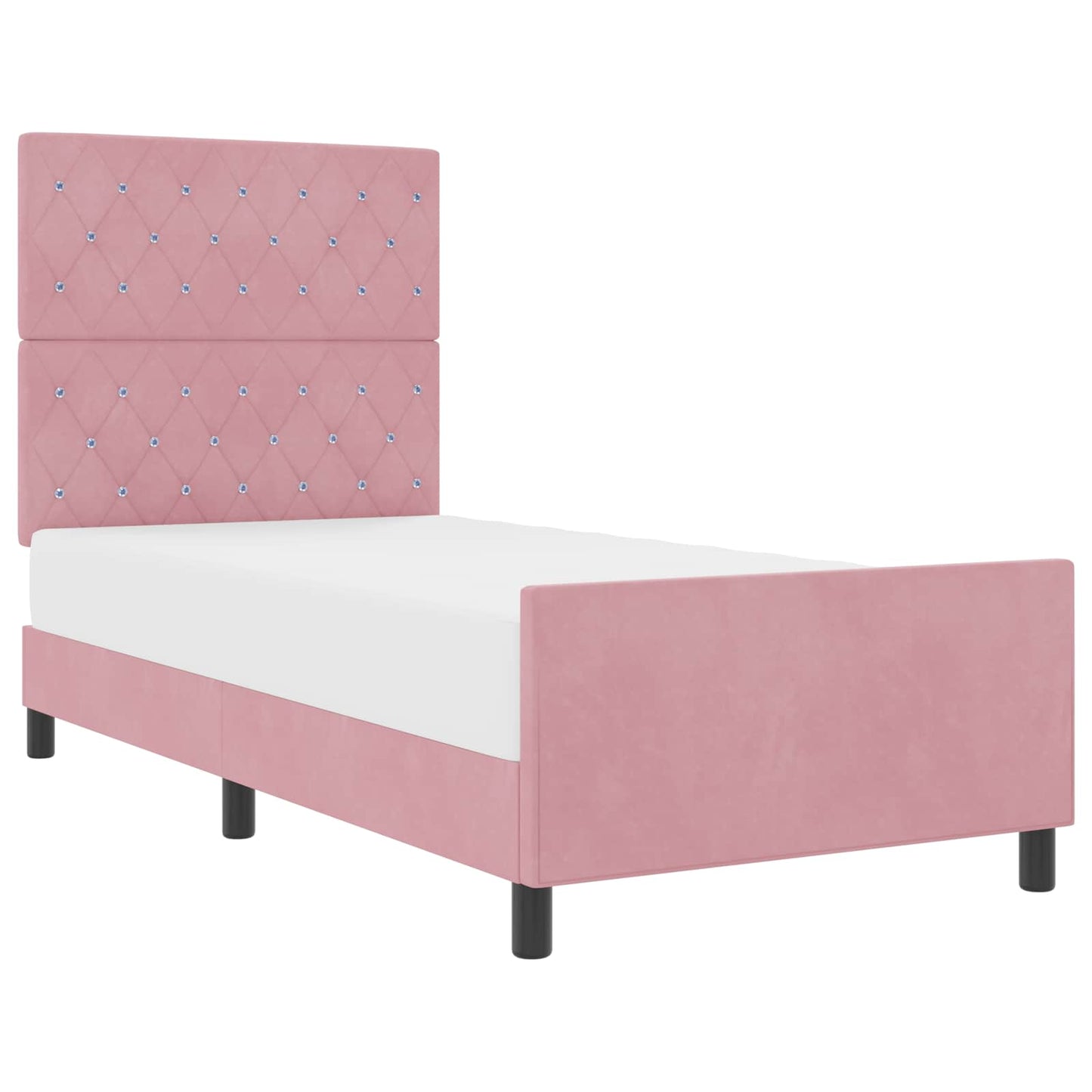 Letto a molle con testiera Rosa 100 x 200 cm Velluto