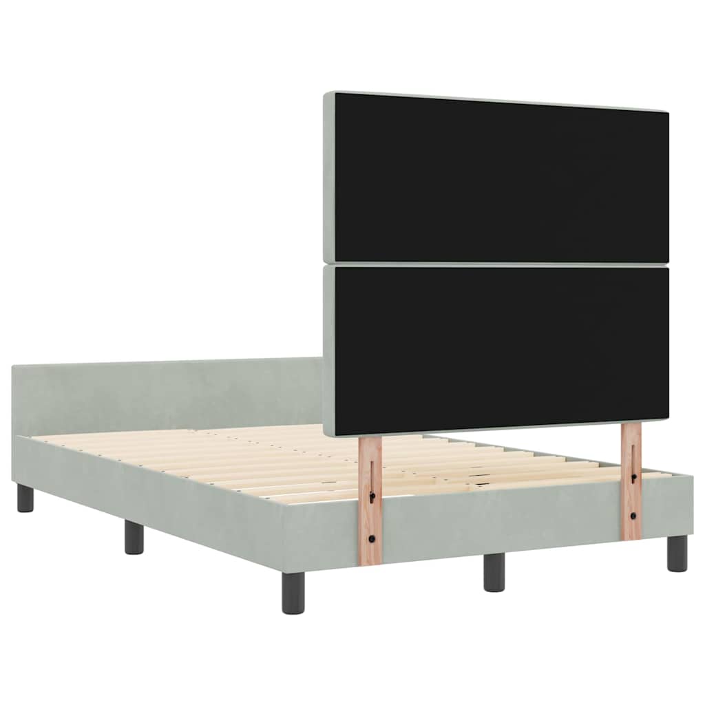 Letto a molle con testiera Grigio chiaro 120 x 200 cm Velluto