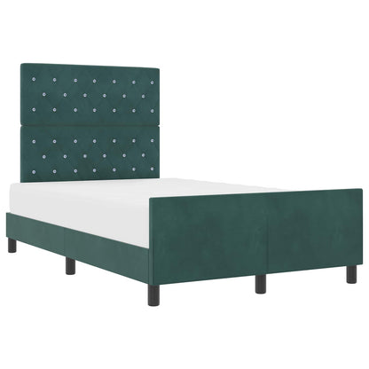 Letto a molle con testiera Verde Scuro 120 x 200 cm Velluto