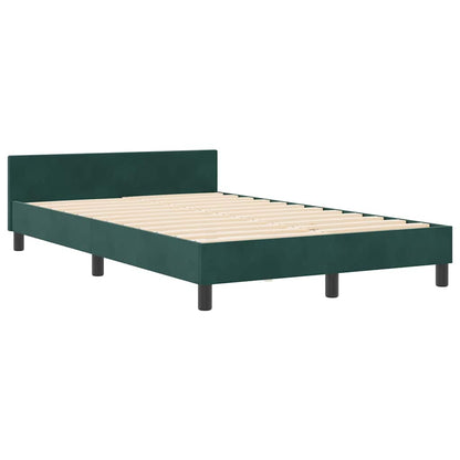Letto a molle con testiera Verde Scuro 120 x 200 cm Velluto
