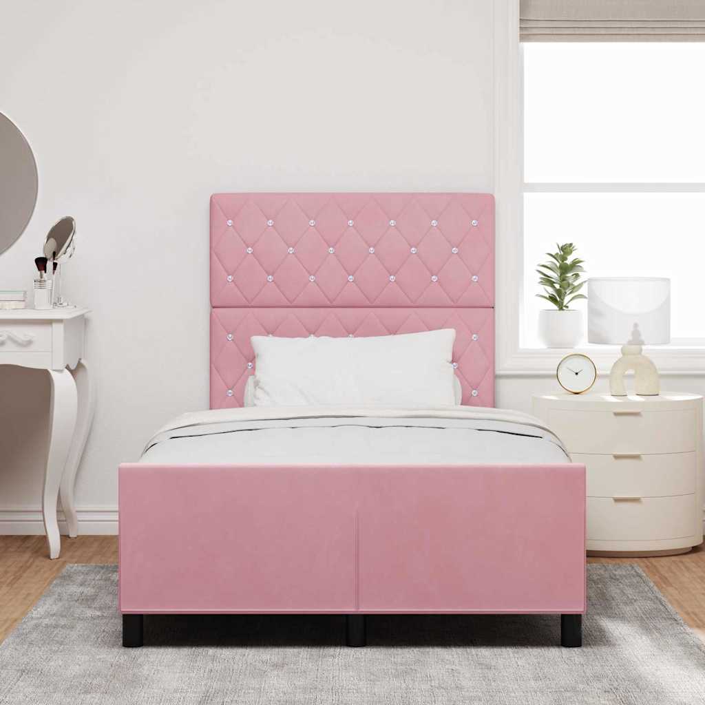 Letto a molle con testiera Rosa 120 x 200 cm Velluto