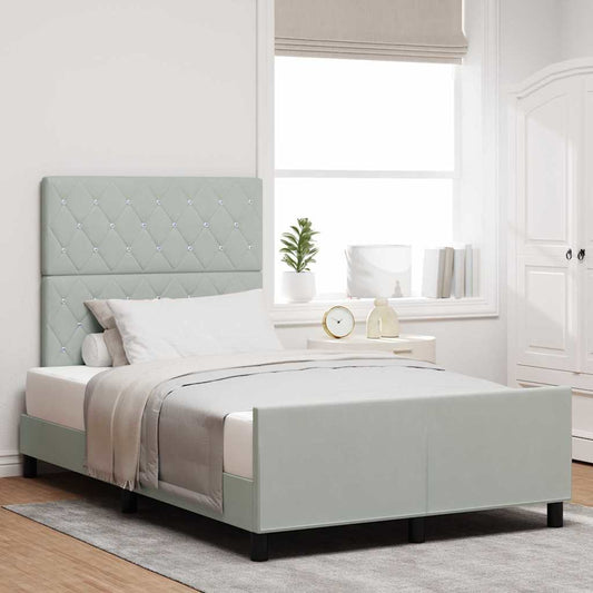 Letto a molle con testiera Grigio chiaro 120 x 200 cm Velluto | homemem39