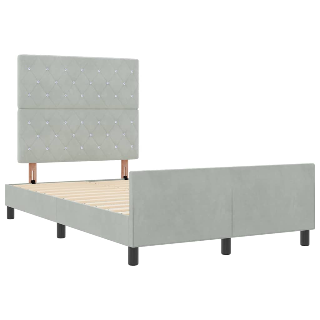 Letto a molle con testiera Grigio chiaro 120 x 200 cm Velluto | homemem39