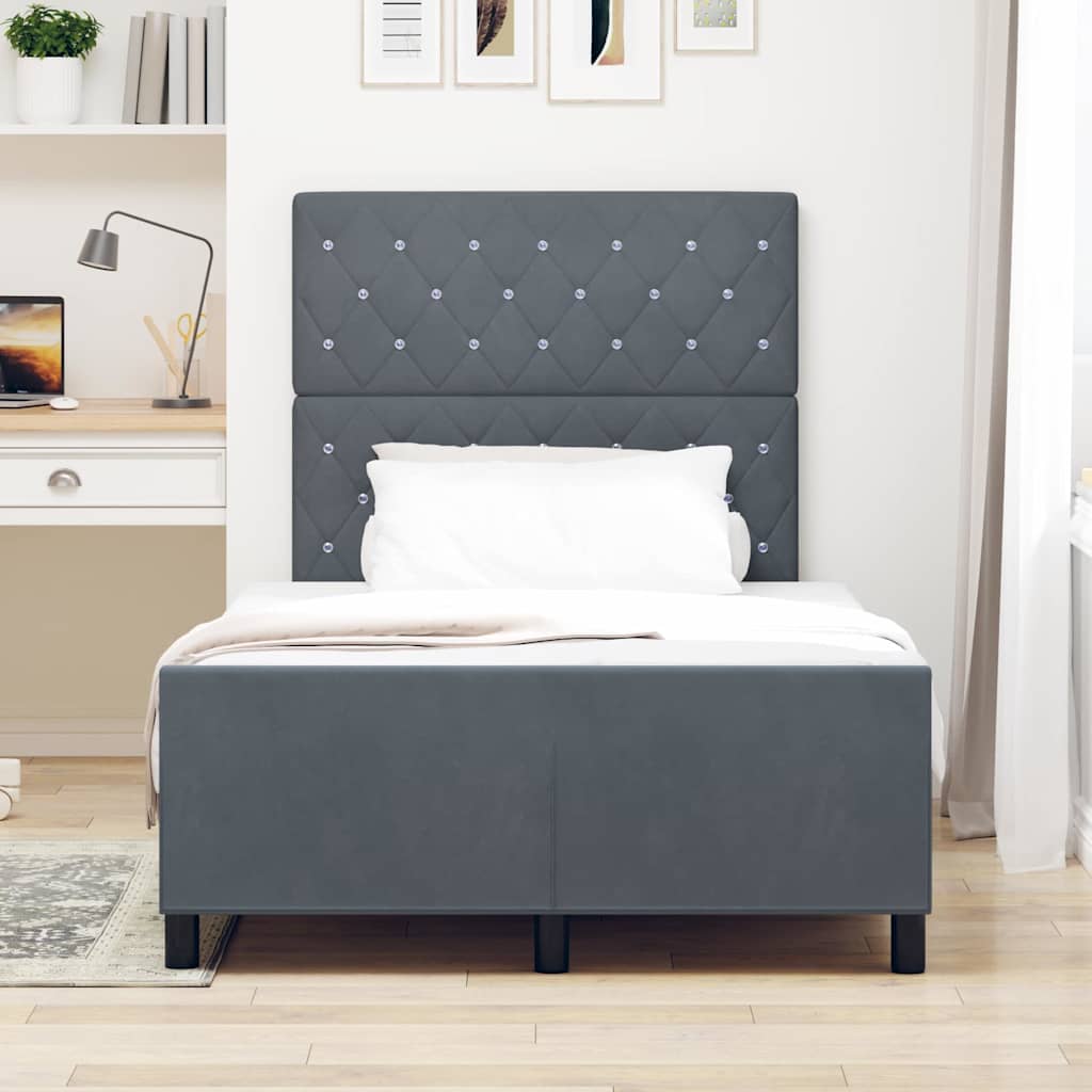Letto a molle con testiera Grigio scuro 120 x 200 cm Velluto