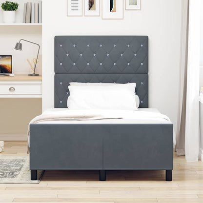 Letto a molle con testiera Grigio scuro 120 x 200 cm Velluto