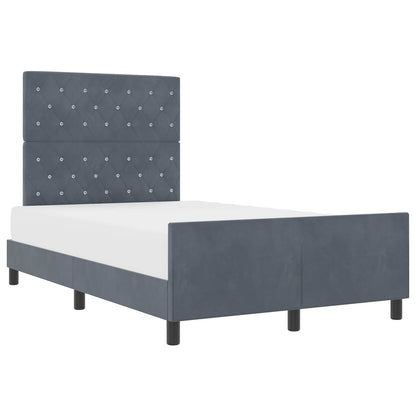 Letto a molle con testiera Grigio scuro 120 x 200 cm Velluto