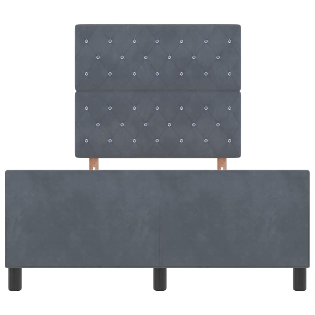 Letto a molle con testiera Grigio scuro 120 x 200 cm Velluto