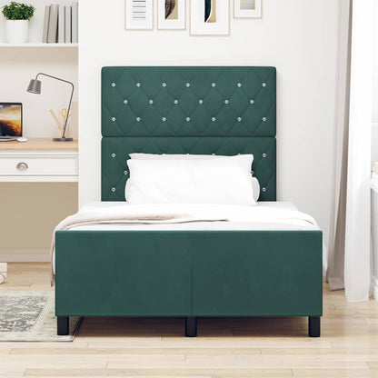 Letto a molle con testiera Verde Scuro 120 x 200 cm Velluto