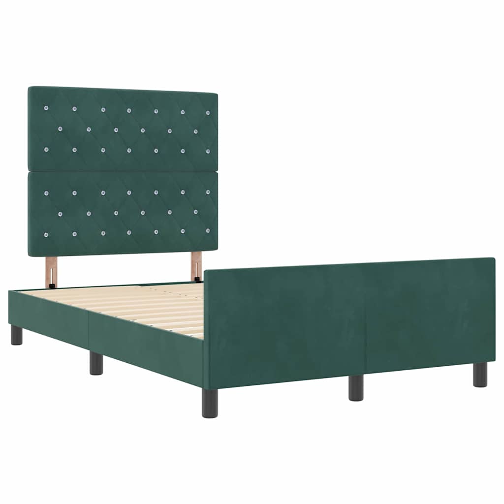 Letto a molle con testiera Verde Scuro 120 x 200 cm Velluto