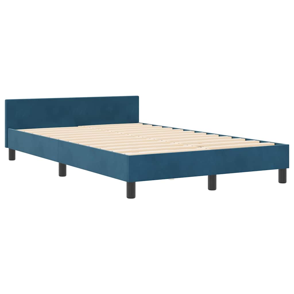 Letto a molle con testiera Blu Scuro 120 x 200 cm Velluto