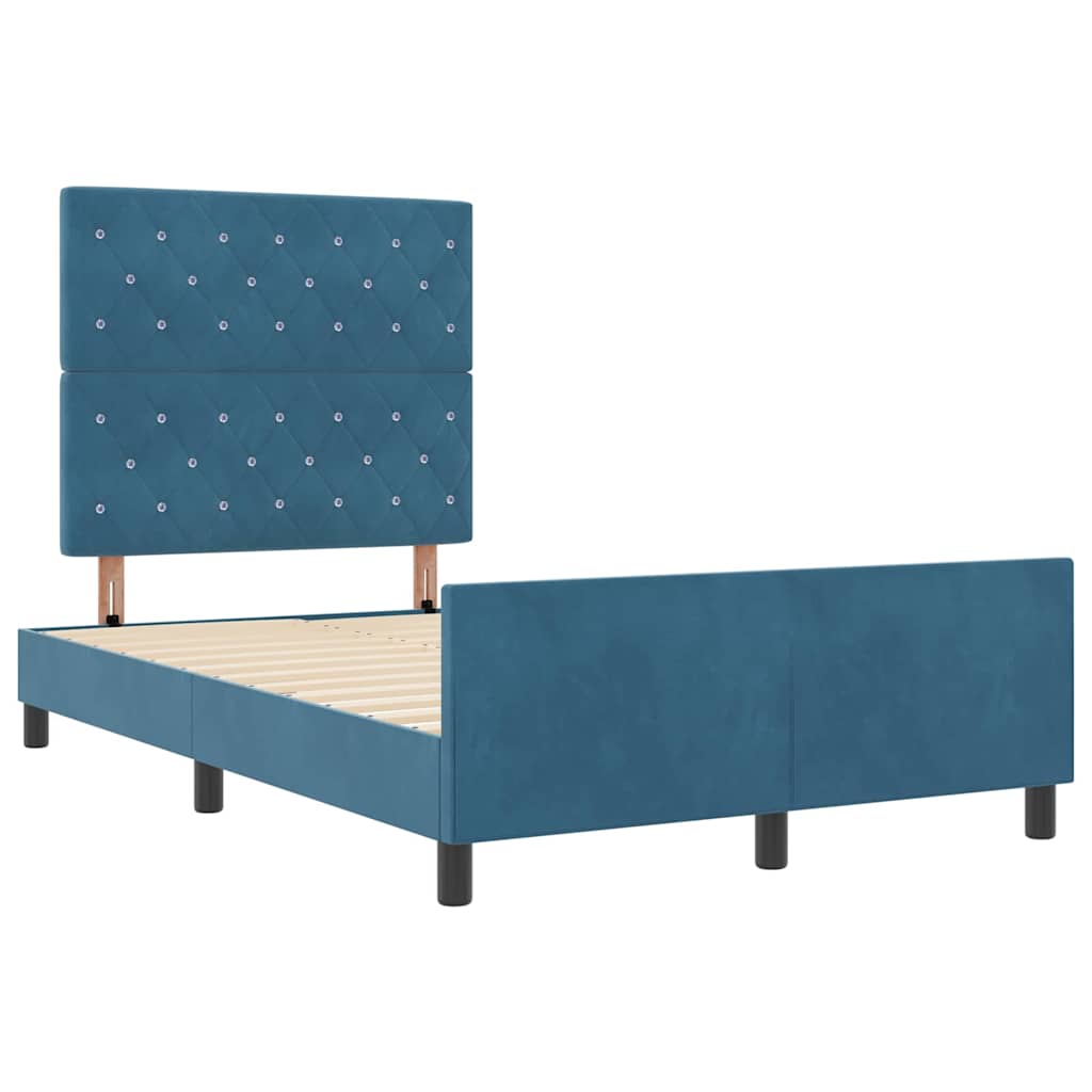 Letto a molle con testiera Blu Scuro 120 x 200 cm Velluto