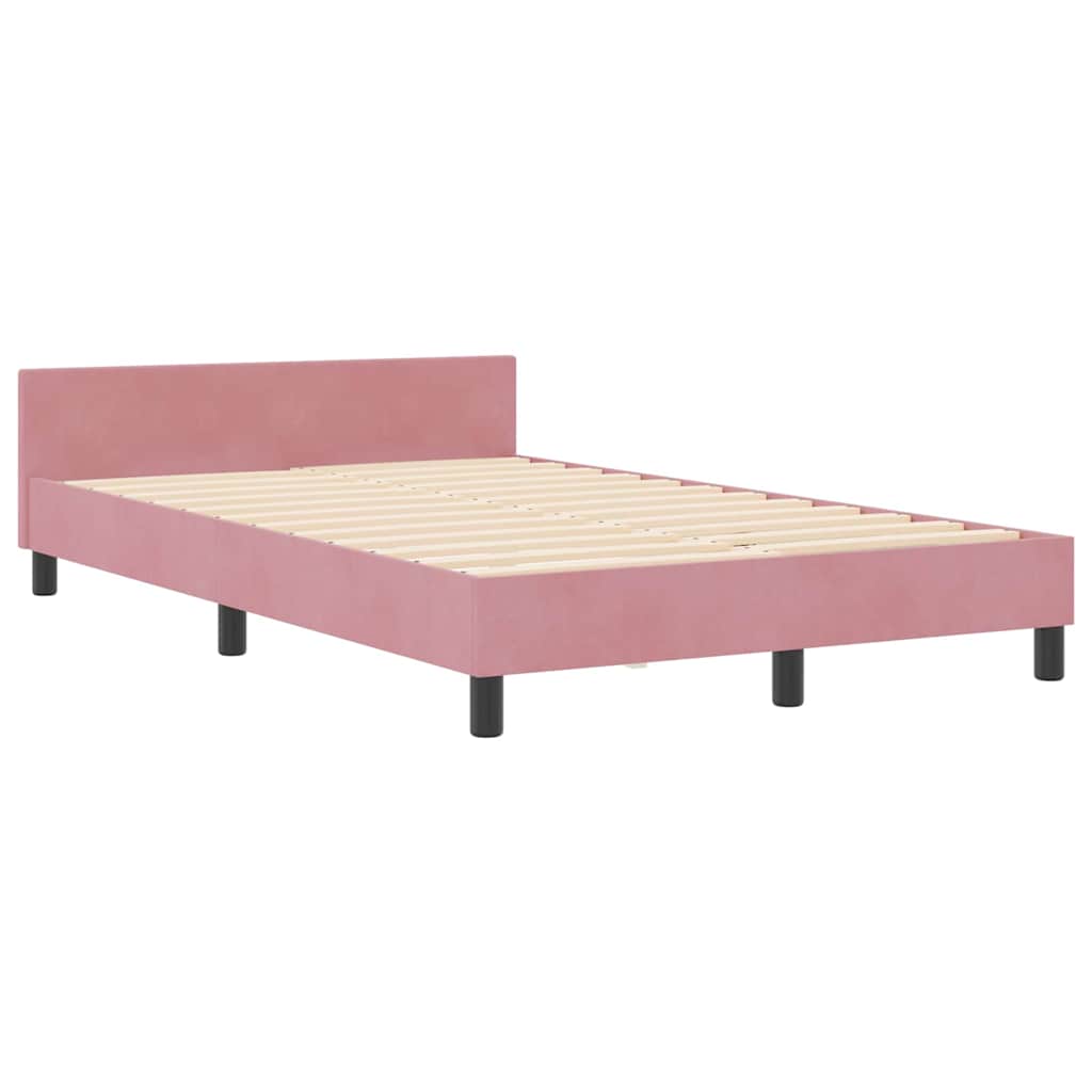 Letto a molle con testiera Rosa 120 x 200 cm Velluto
