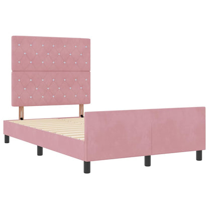 Letto a molle con testiera Rosa 120 x 200 cm Velluto