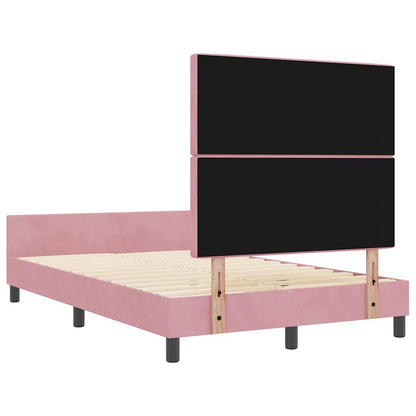 Letto a molle con testiera Rosa 120 x 200 cm Velluto