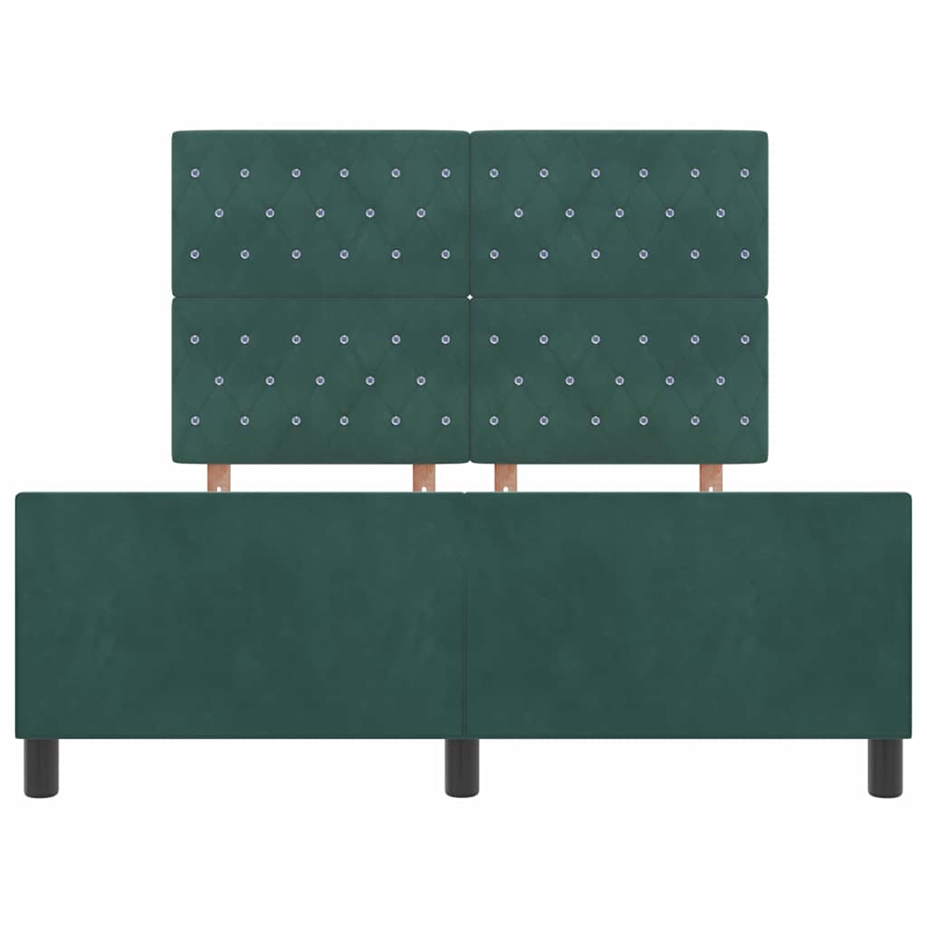 Letto a molle con testiera Verde Scuro 140 x 190 cm Velluto