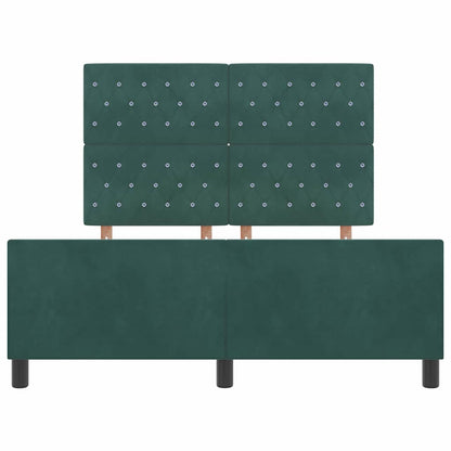 Letto a molle con testiera Verde Scuro 140 x 190 cm Velluto