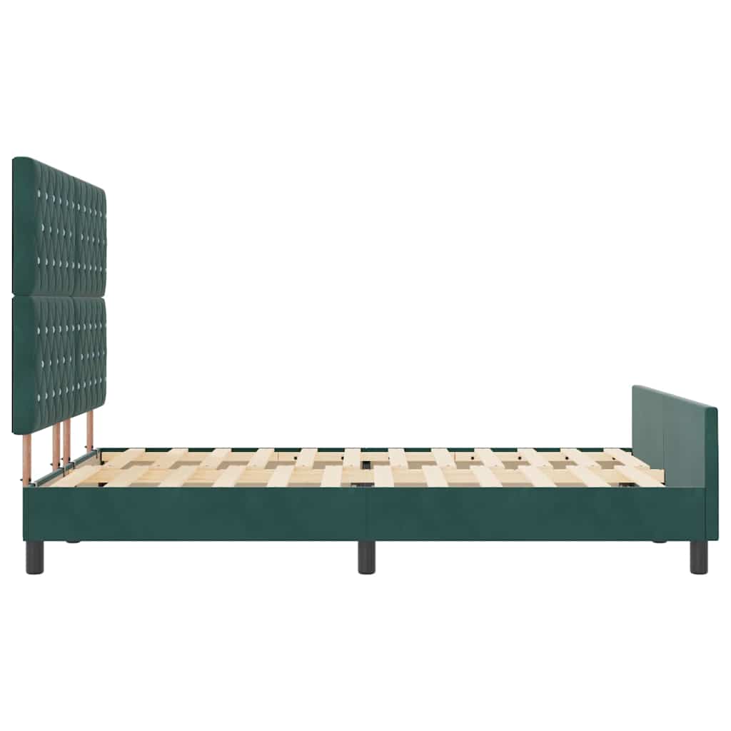 Letto a molle con testiera Verde Scuro 140 x 190 cm Velluto