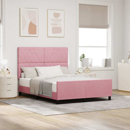 Letto a molle con testiera Rosa 140 x 190 cm Velluto