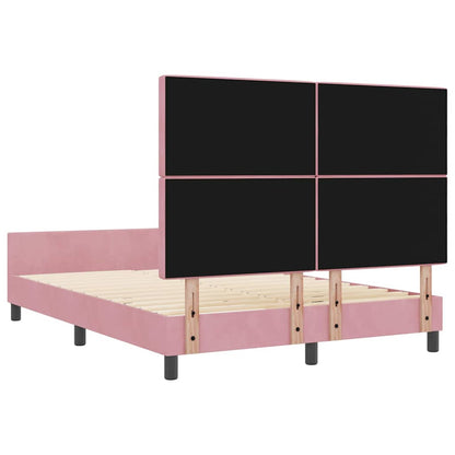 Letto a molle con testiera Rosa 140 x 190 cm Velluto | homemem39