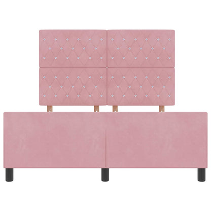 Letto a molle con testiera Rosa 140 x 190 cm Velluto | homemem39