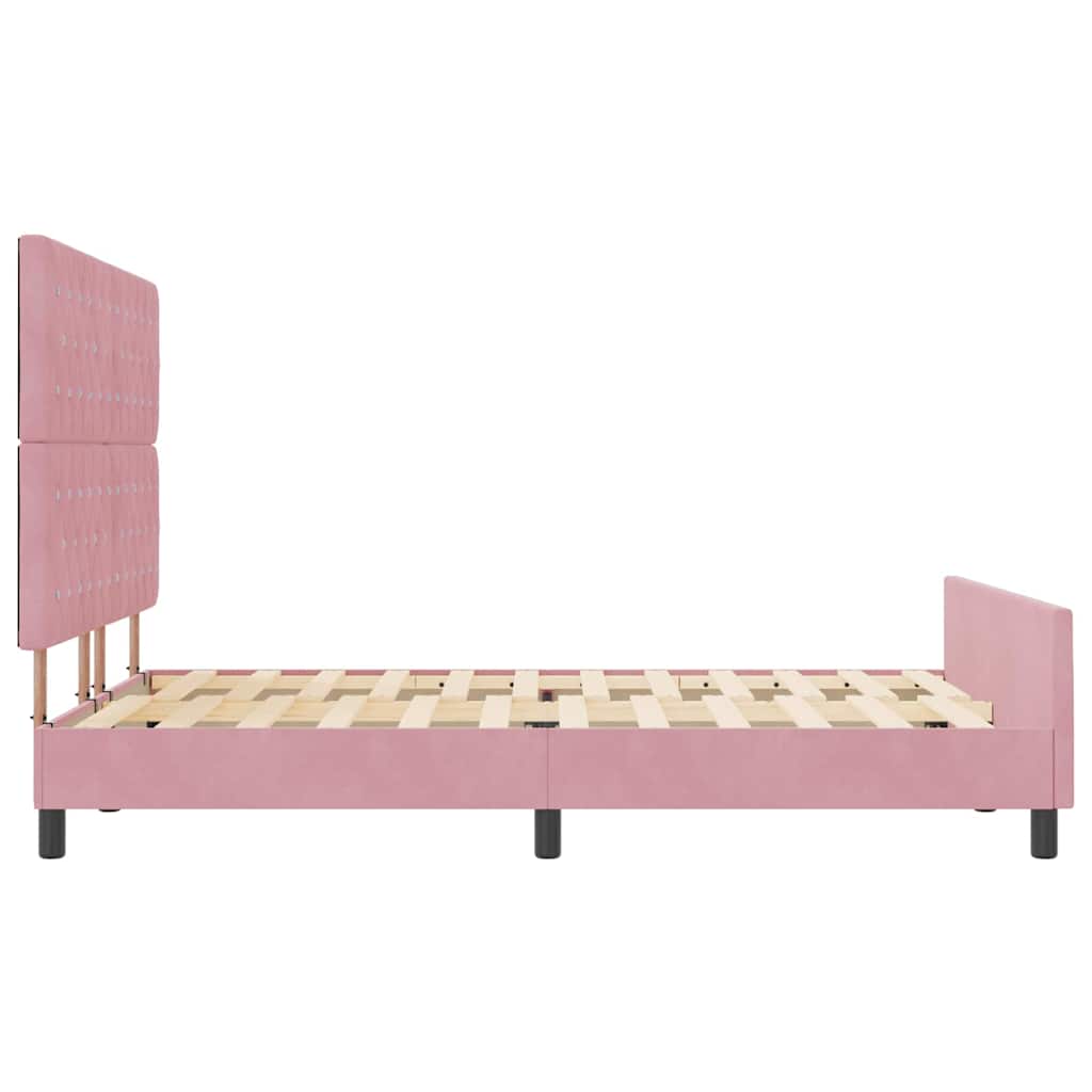 Letto a molle con testiera Rosa 140 x 190 cm Velluto | homemem39