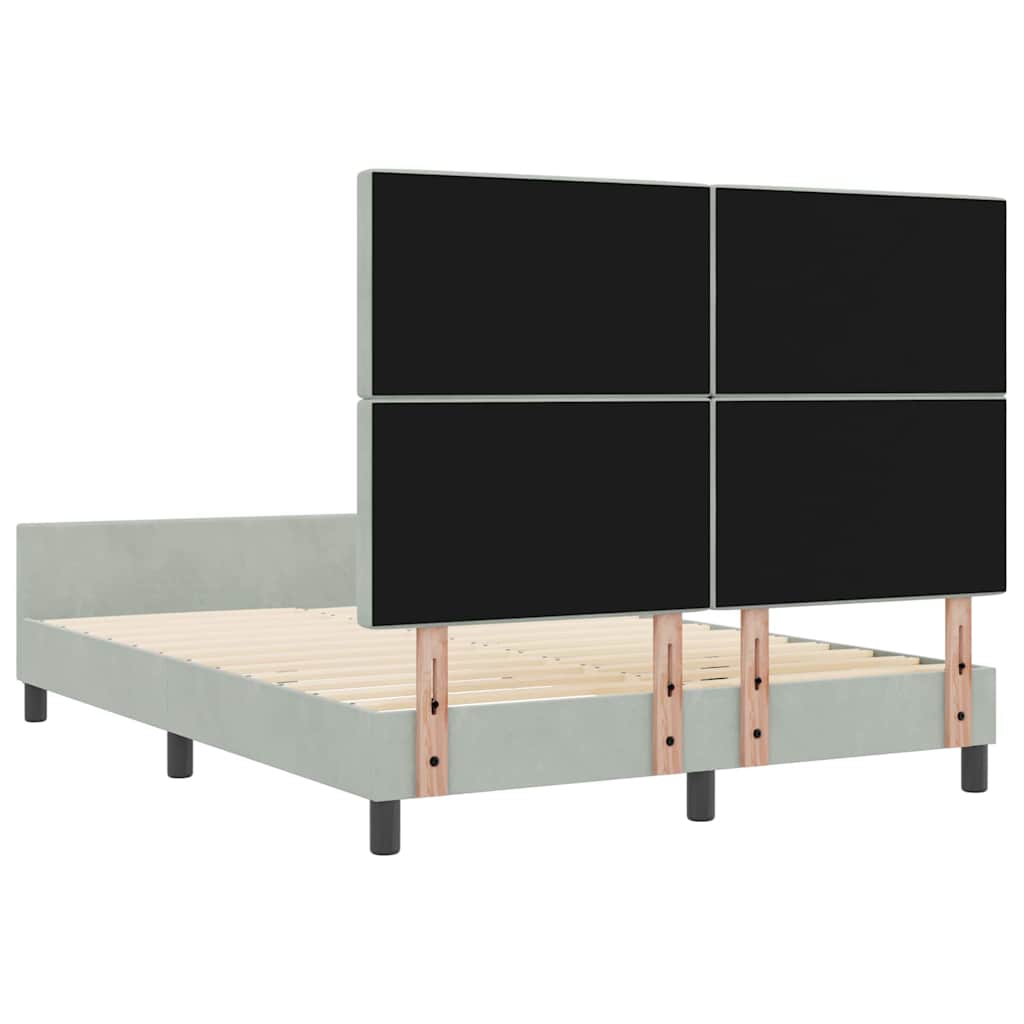 Letto a molle con testiera Grigio chiaro 140 x 200 cm Velluto | homemem39