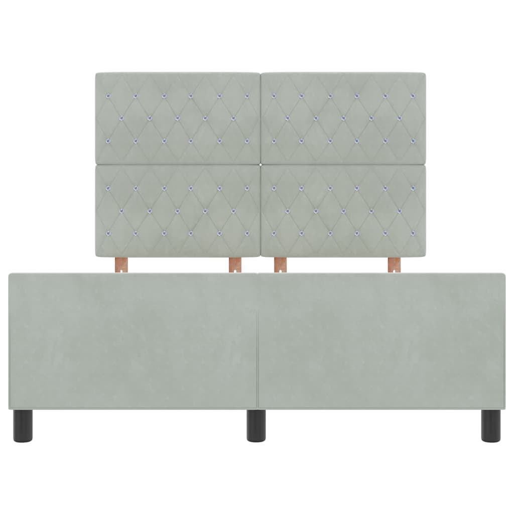 Letto a molle con testiera Grigio chiaro 140 x 200 cm Velluto
