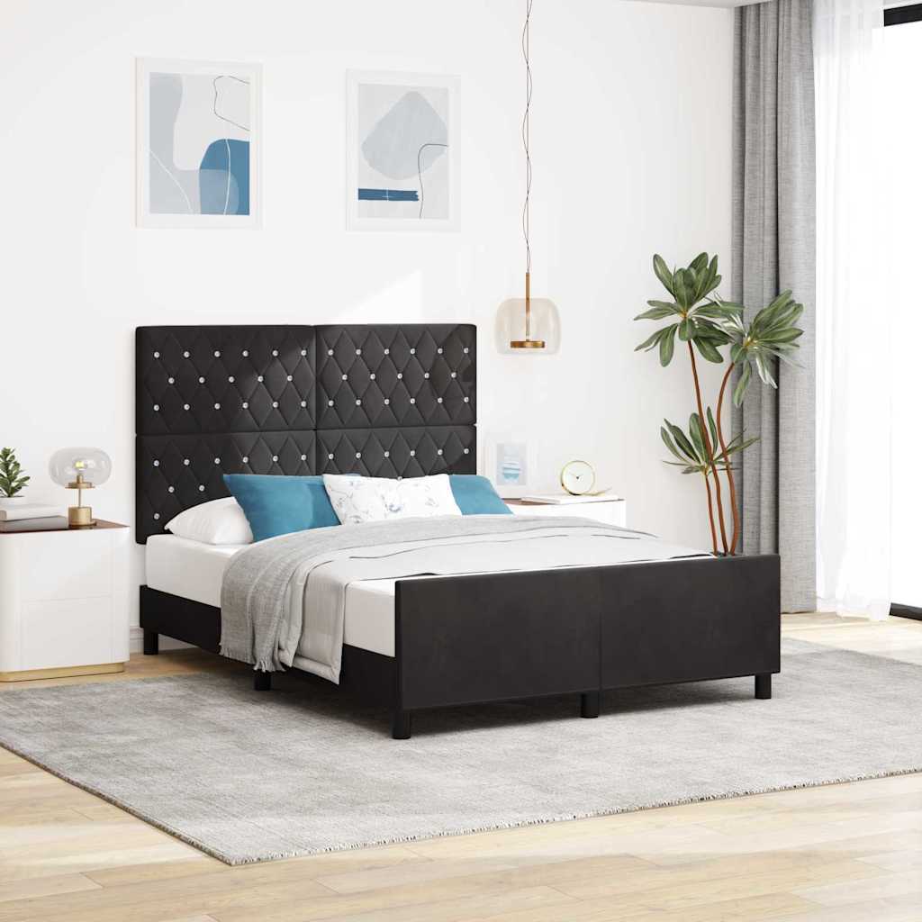 Letto a molle con testiera Nero 140 x 200 cm Velluto | homemem39