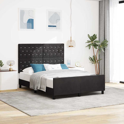 Letto a molle con testiera Nero 140 x 200 cm Velluto | homemem39