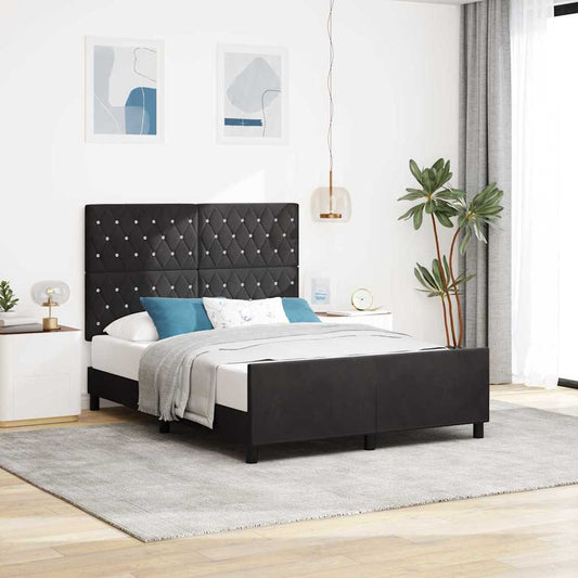 Letto a molle con testiera Nero 140 x 200 cm Velluto | homemem39