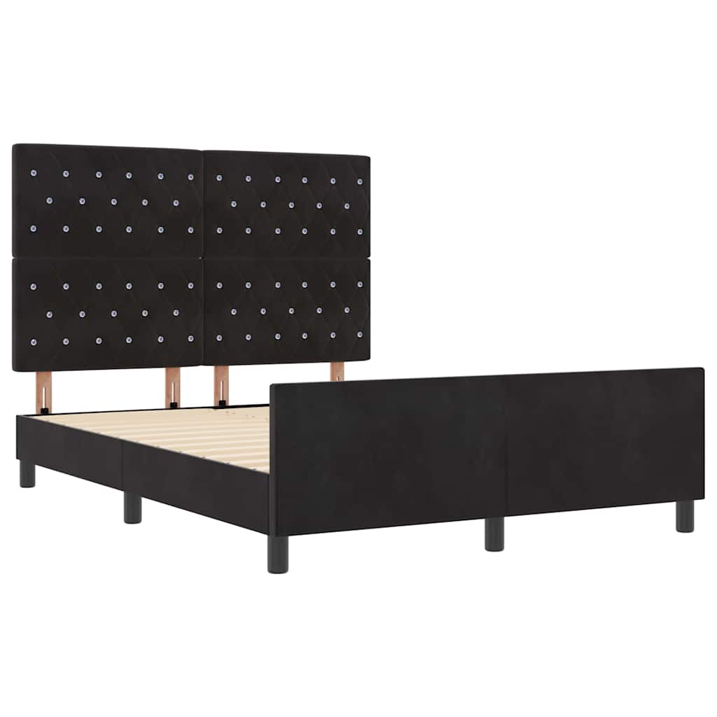 Letto a molle con testiera Nero 140 x 200 cm Velluto | homemem39
