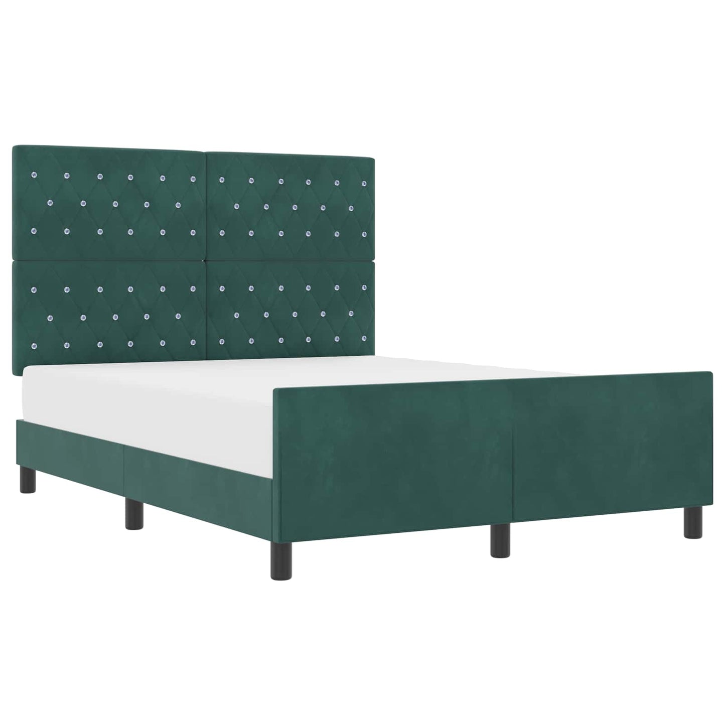 Letto a molle con testiera Verde Scuro 140 x 200 cm Velluto
