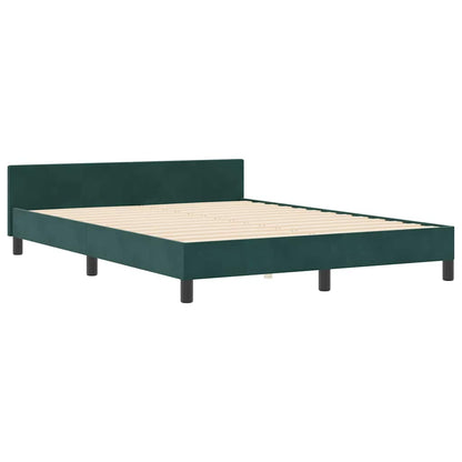 Letto a molle con testiera Verde Scuro 140 x 200 cm Velluto
