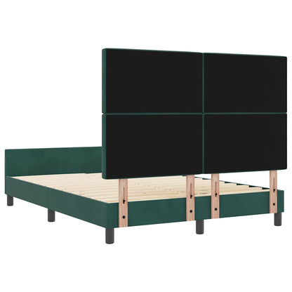 Letto a molle con testiera Verde Scuro 140 x 200 cm Velluto