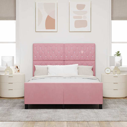 Letto a molle con testiera Rosa 140 x 200 cm Velluto | homemem39