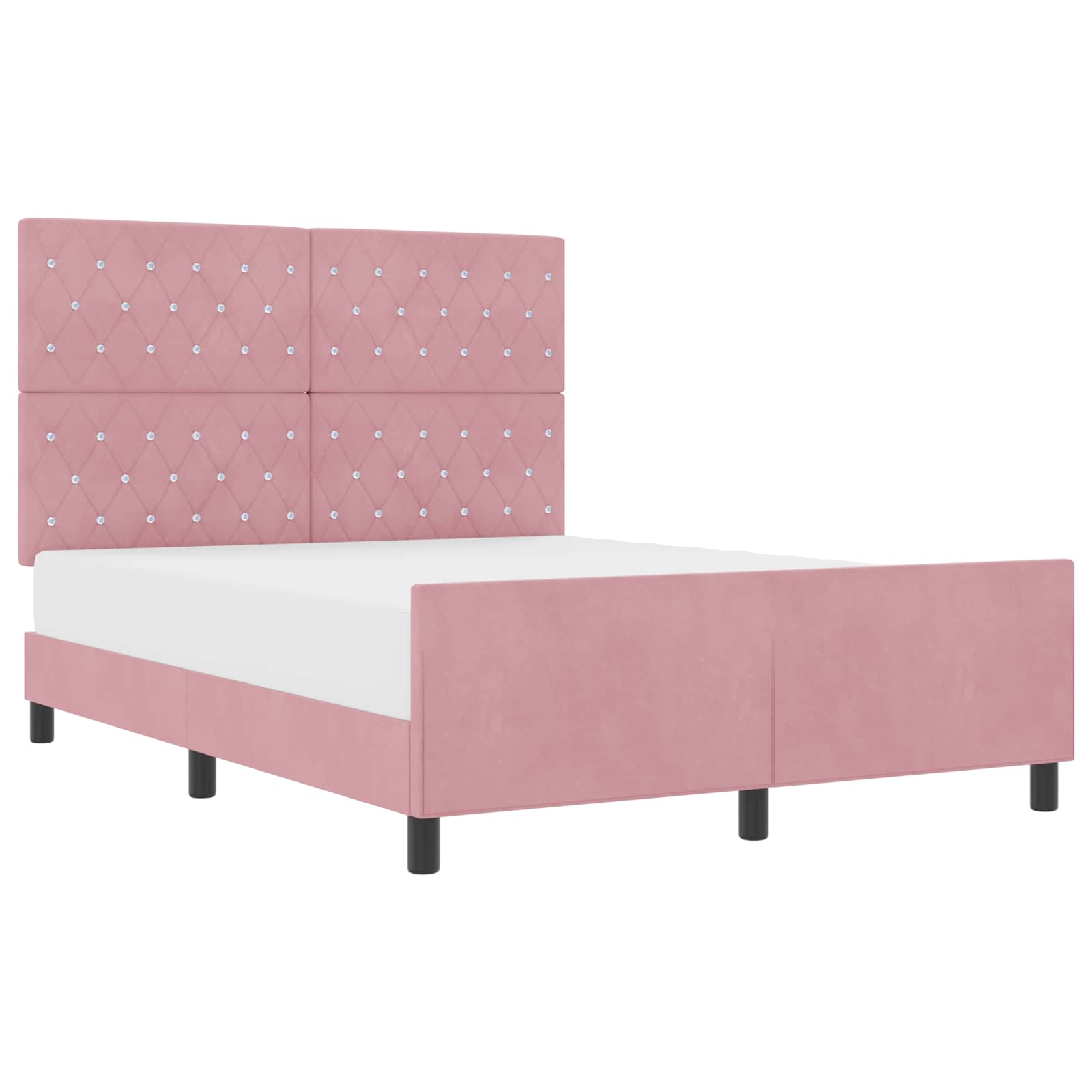 Letto a molle con testiera Rosa 140 x 200 cm Velluto | homemem39