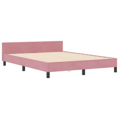Letto a molle con testiera Rosa 140 x 200 cm Velluto