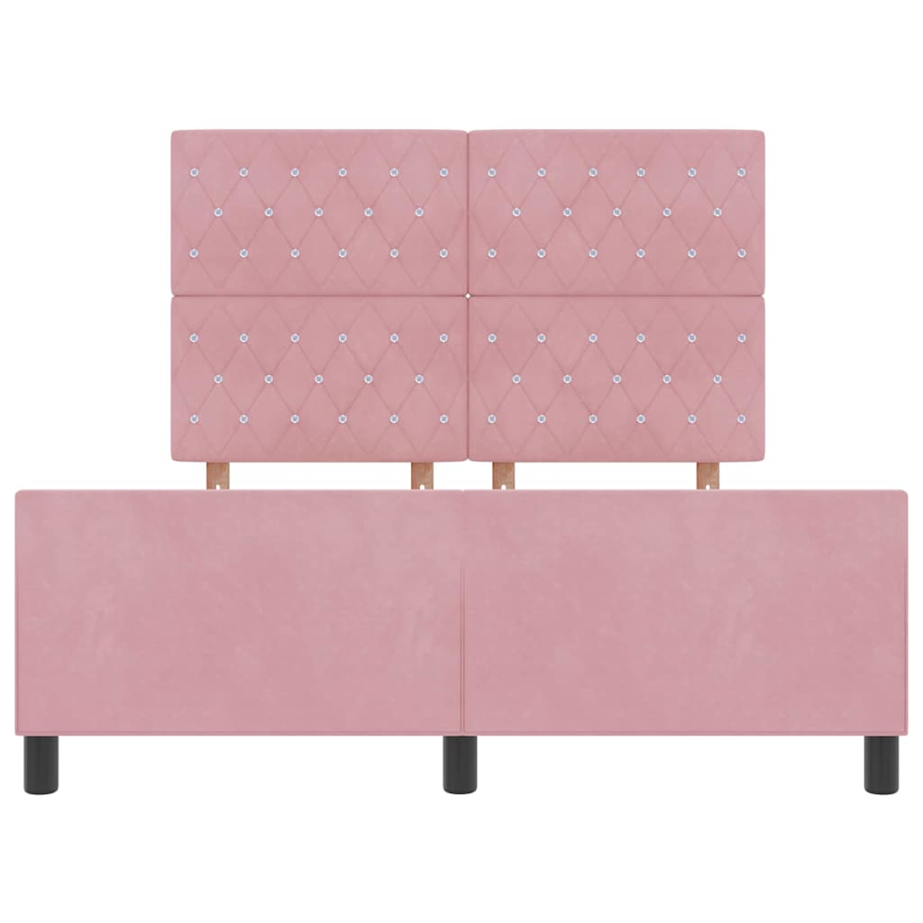 Letto a molle con testiera Rosa 140 x 200 cm Velluto | homemem39