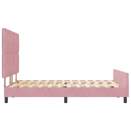 Letto a molle con testiera Rosa 140 x 200 cm Velluto | homemem39