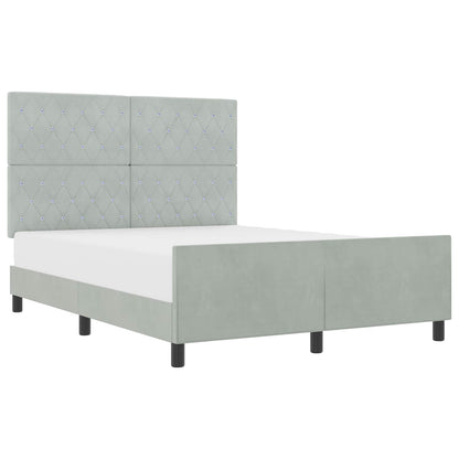 Letto a molle con testiera Grigio chiaro 160 x 200 cm Velluto