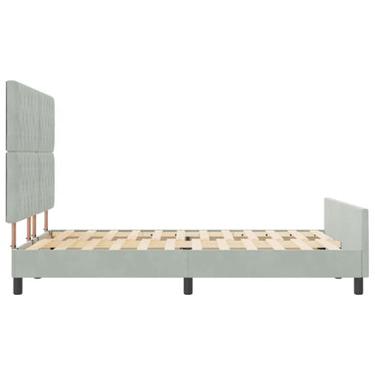 Letto a molle con testiera Grigio chiaro 160 x 200 cm Velluto