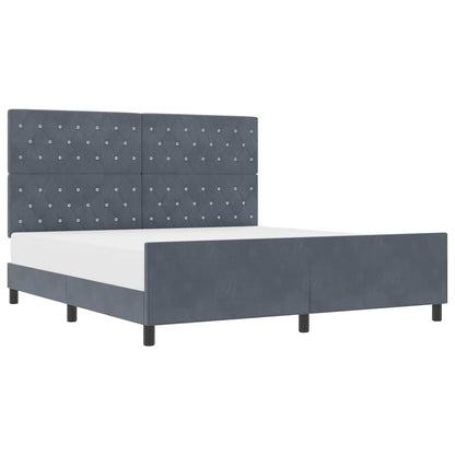 Letto a molle con testiera Grigio scuro 180 x 200 cm Velluto