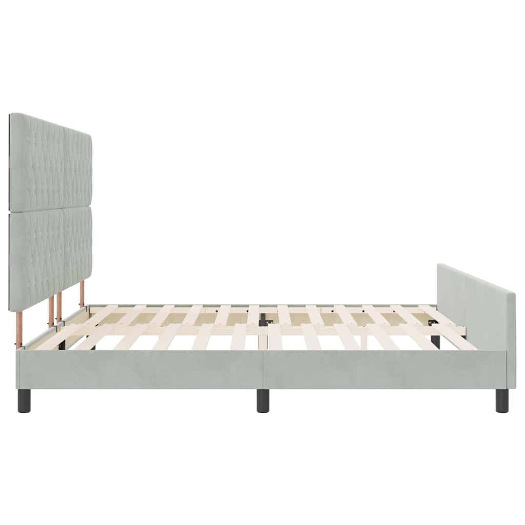 Letto a molle con testiera Grigio chiaro 200 x 200 cm Velluto