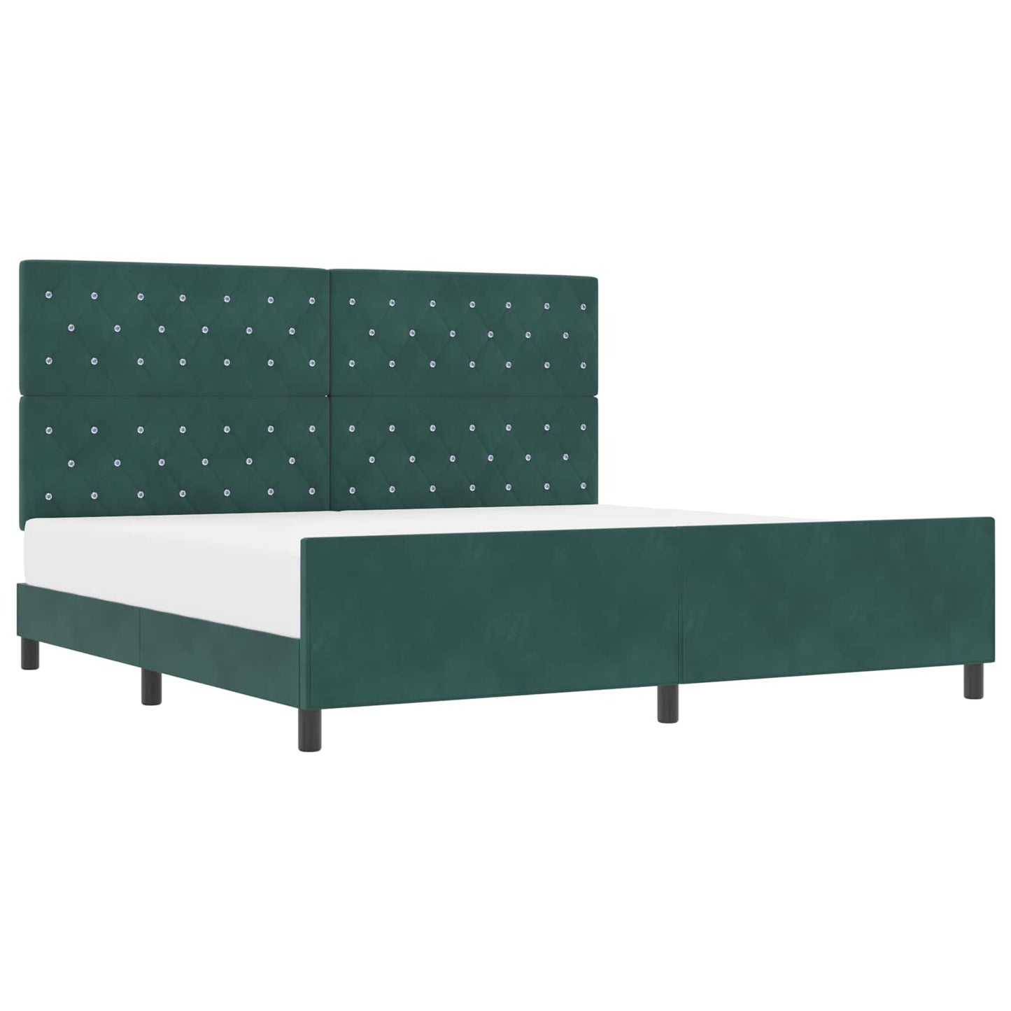 Letto a molle con testiera Verde Scuro 200 x 200 cm Velluto