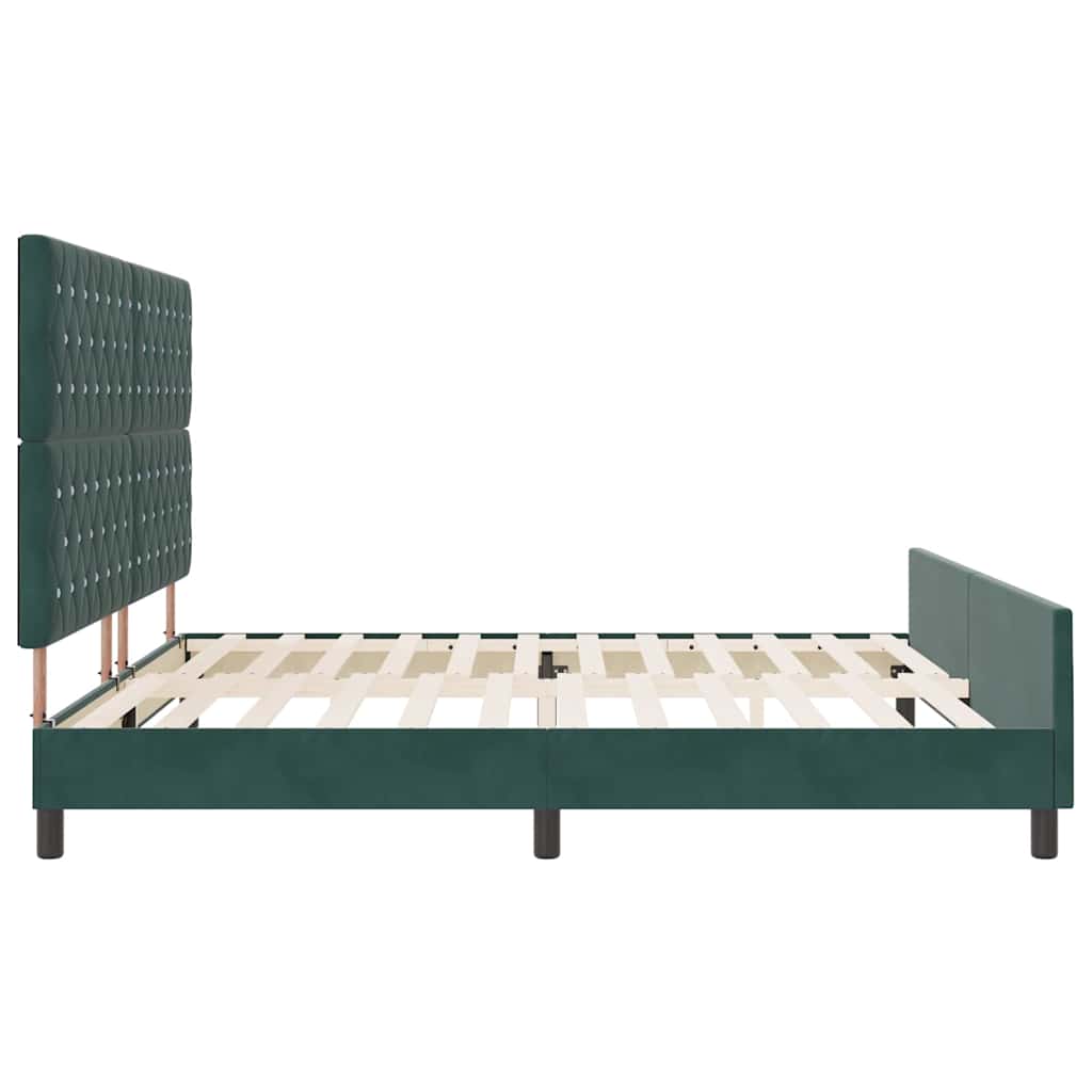 Letto a molle con testiera Verde Scuro 200 x 200 cm Velluto