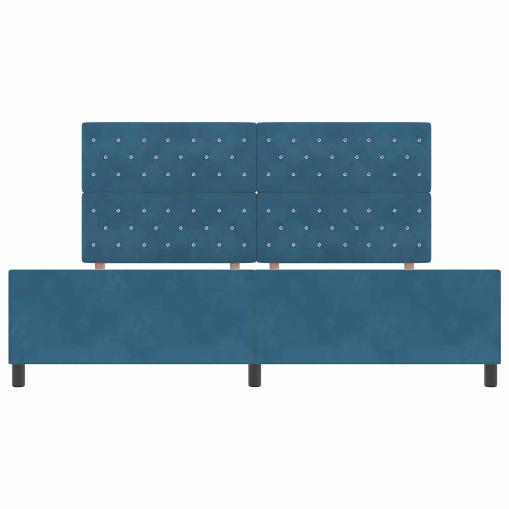 Letto a molle con testiera Blu Scuro 200 x 200 cm Velluto