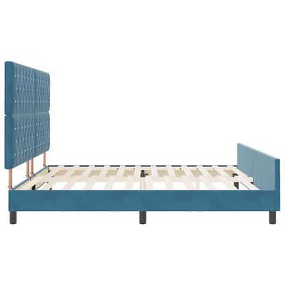 Letto a molle con testiera Blu Scuro 200 x 200 cm Velluto